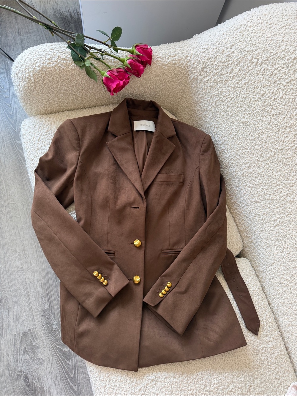 Meshki Brown Blazer with Gold Buttons